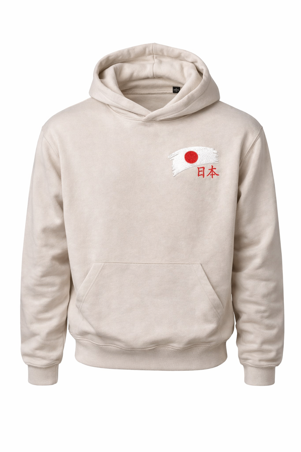 BeeStitch Hoodie JAPAN Style - Cement mit Bestickungen