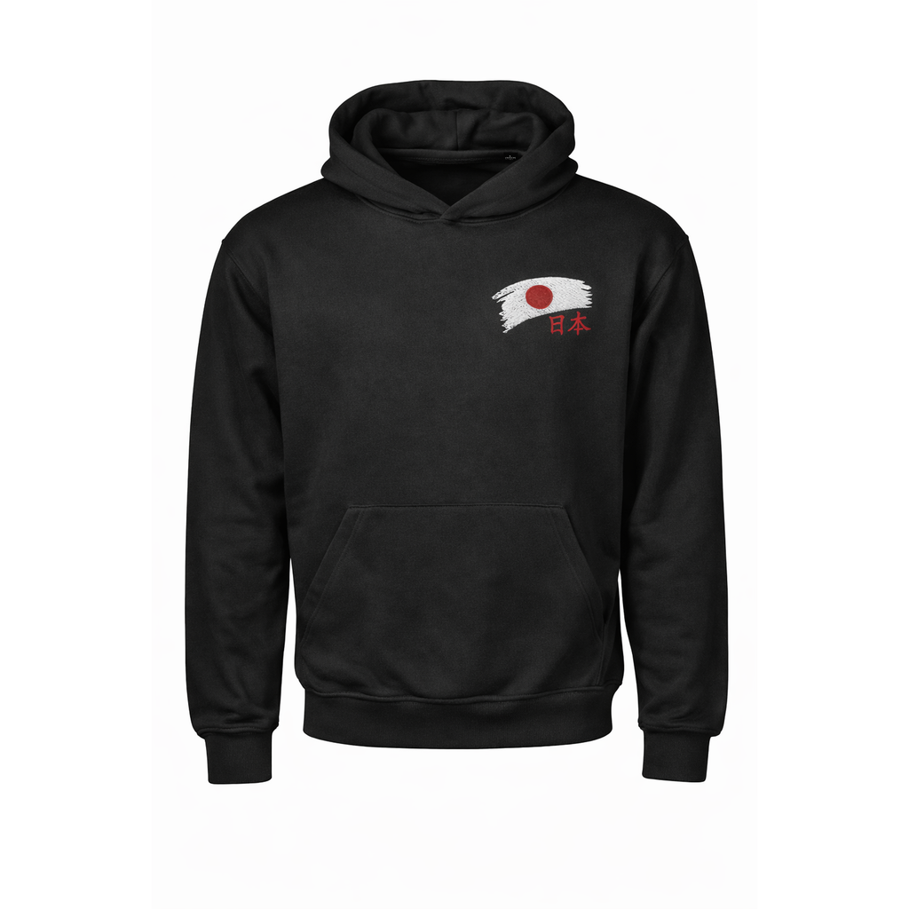 BeeStitch Hoodie JAPAN Style - Black mit Bestickungen