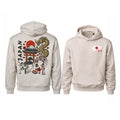 BeeStitch Hoodie JAPAN Style - Cement mit Bestickungen