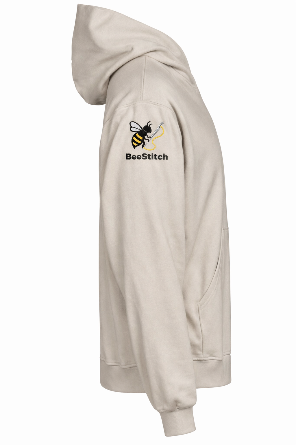 BeeStitch Hoodie JAPAN Style - Cement mit Bestickungen